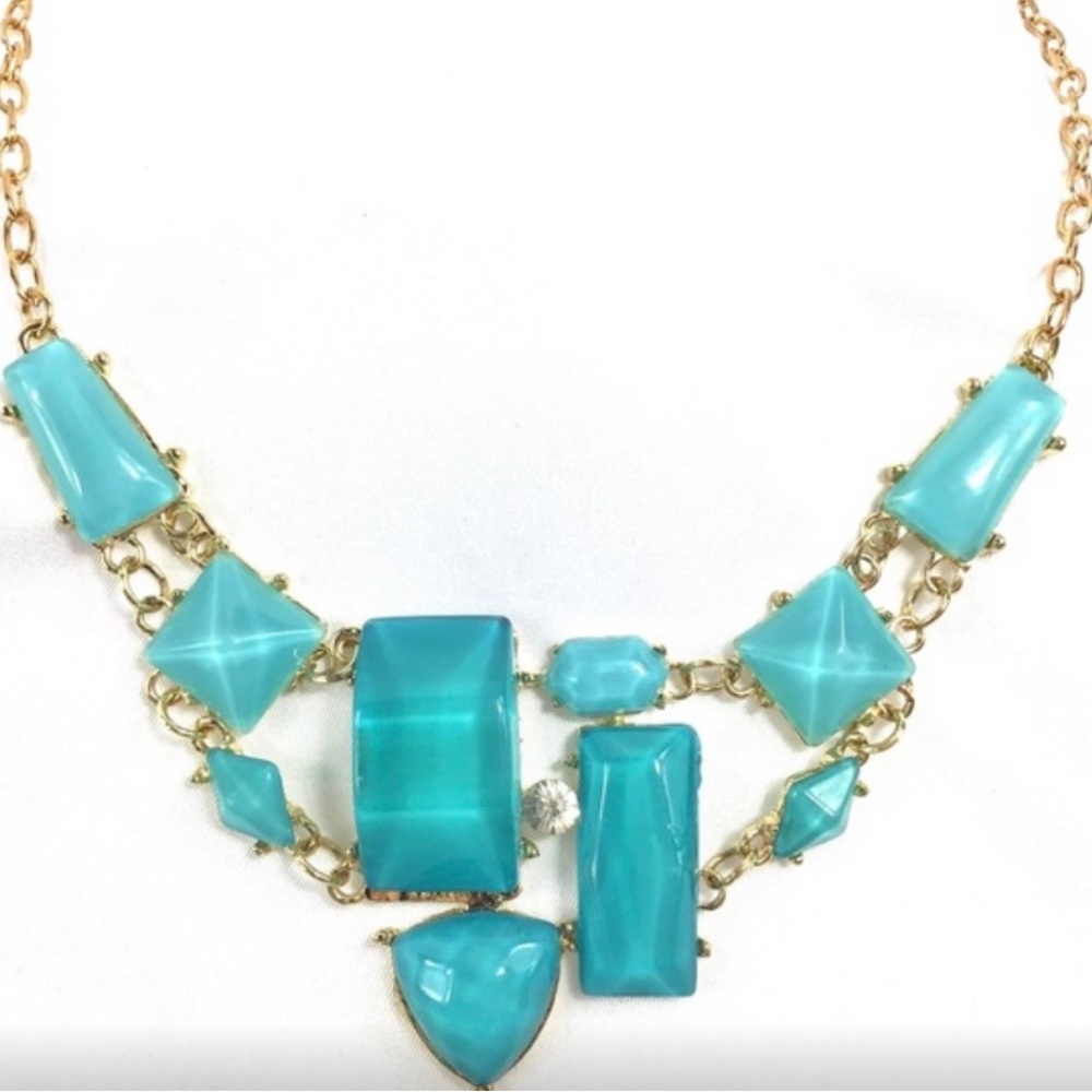 New Blue Dimensional Statement Necklace